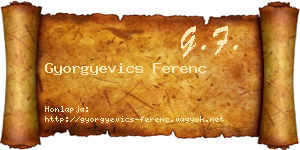 Gyorgyevics Ferenc névjegykártya